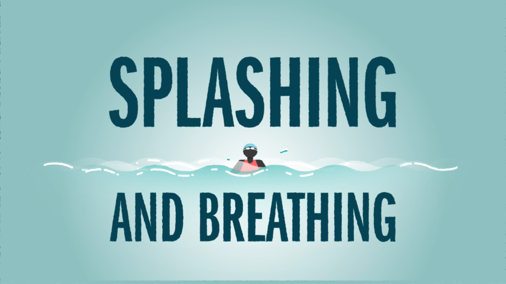 Illustration of a swimmer in water with text that reads 