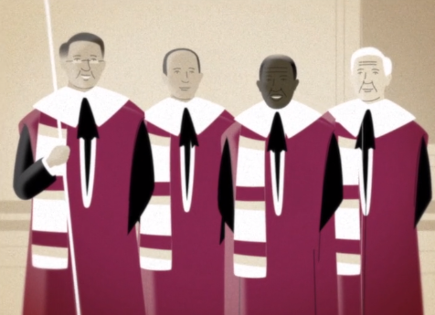four men in parliamentary robes for the House of Lords