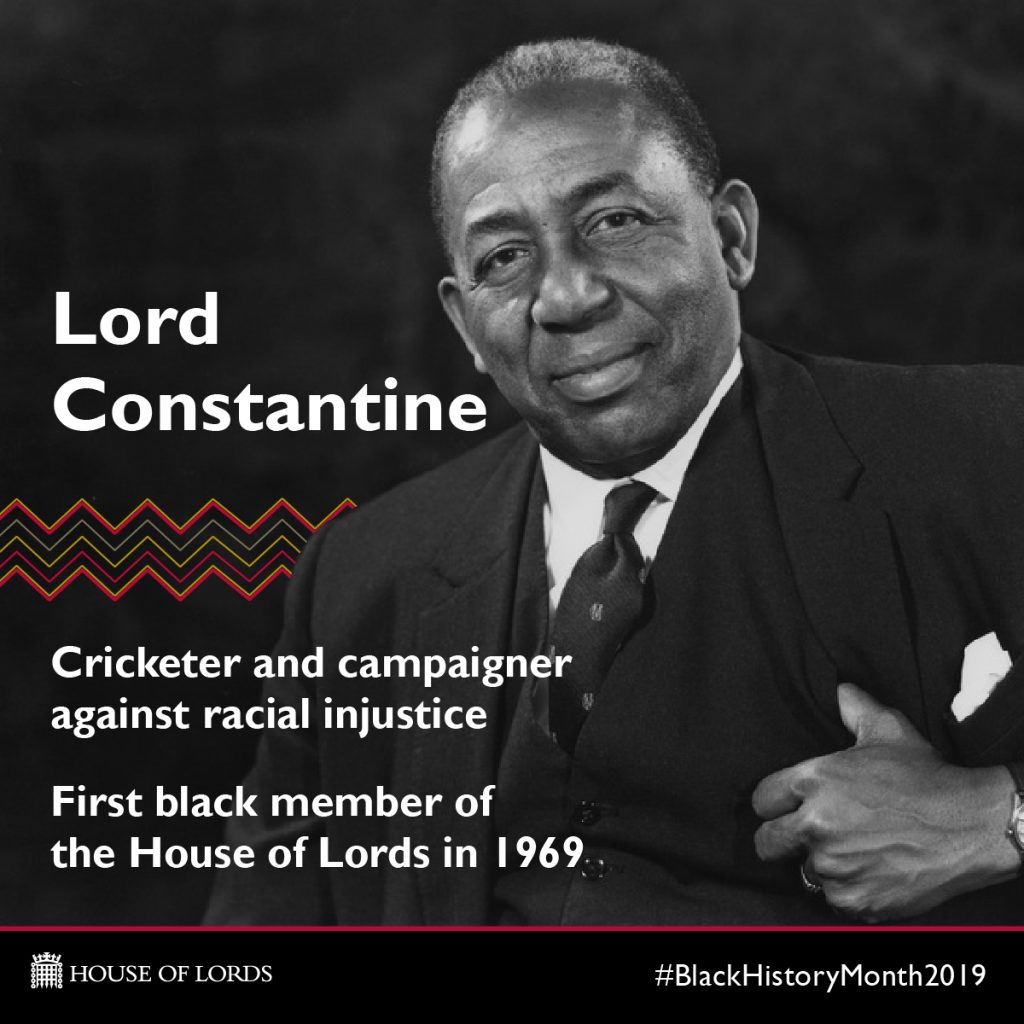 Static social asset for House of Lords Black History Month with Lord Constantine