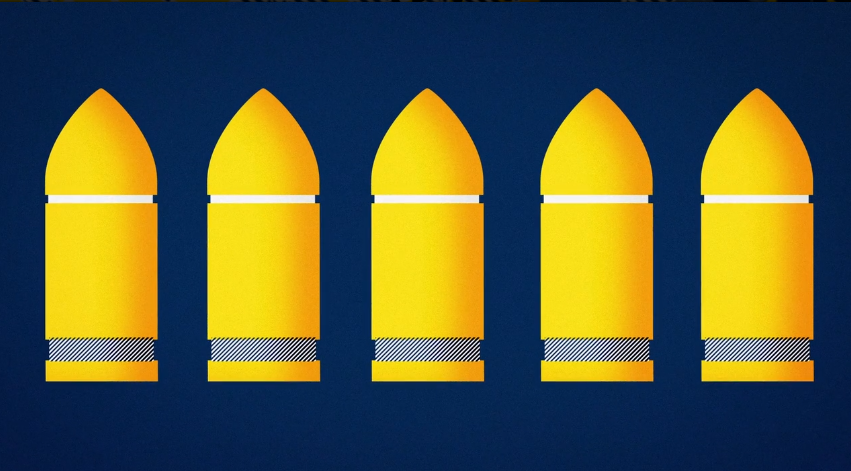 Row of five yellow forensic capsules or vessels on a dark blue background, representing SmartWater crime prevention technology.