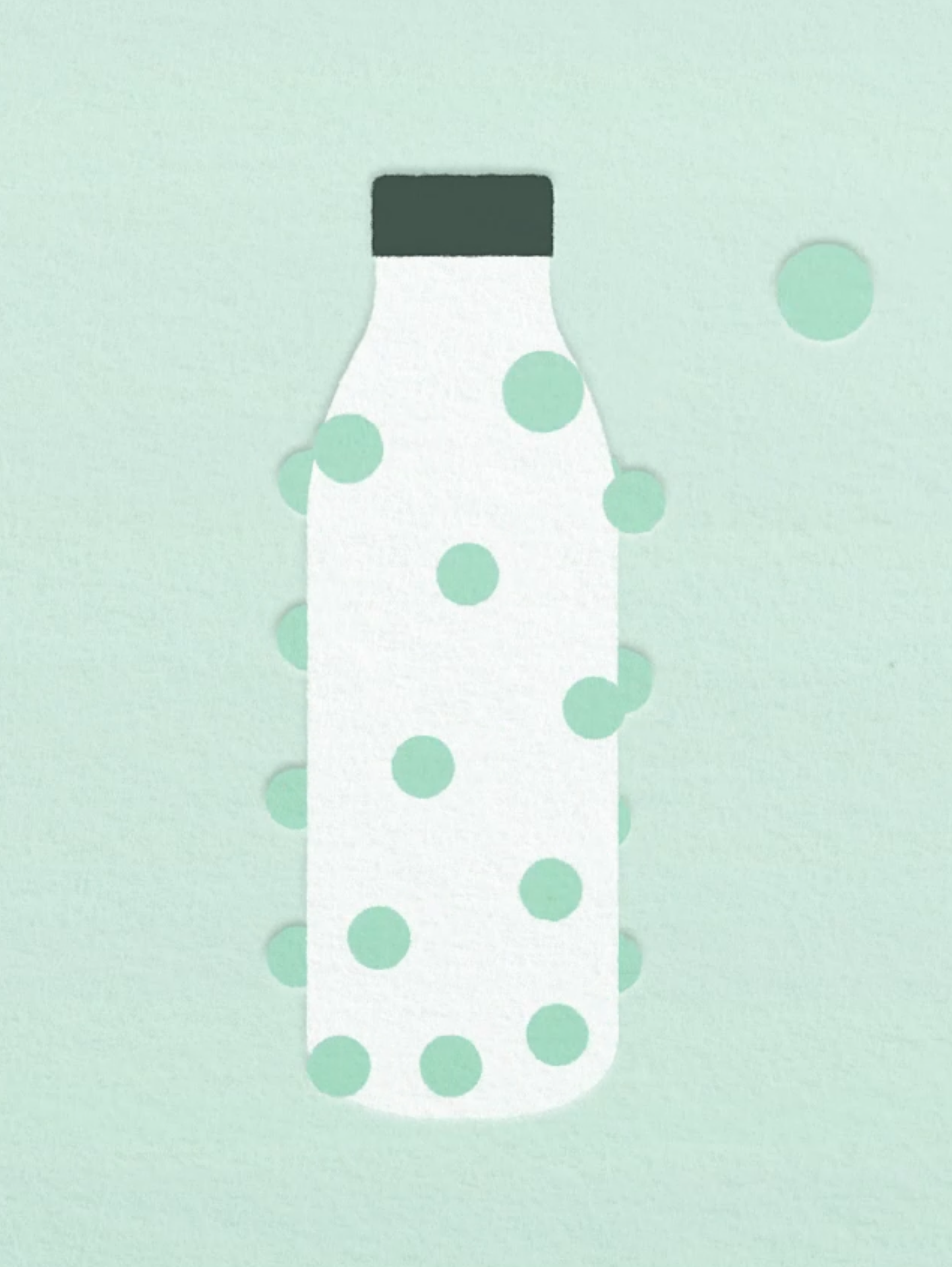 A pulpex bottle with black cap. The bottle has dots on it, indicating eco-friendly coating and reduced waste.