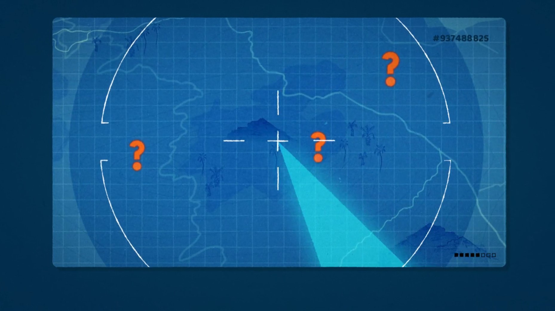 Illustrated map, scanning for locations of disease and parasites.